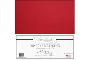 CARDSTOCK WAREHOUSE PAPER COMPANY Cardstock Warehouse Pop Tone Wild Cherry Red - 12 x 12" - 65 Lb. / 175 Gsm Matte Premium Cardstock Paper - 25 Sheets