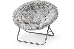 Urban Lifestyle Oversized Mongolian Faux Fur Saucer Chair, Silver