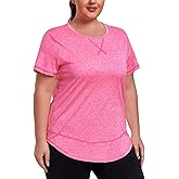 ForHailey Women's Plus Size Workout Tops Short Sleeve Loose fit Shirts Athletic Gym Yoga Clothing