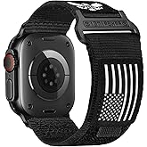 SaNgaiMEi Nylon Sport Band Compatible with Apple Watch Bands Ultra 3/2/1 49mm 46mm 45mm 44mm 42mm, Men Soft Rugged Stars-Stripes Flag Strap for iWatch Series 11/10/9/8/7/6/5/4/3/SE/SE2/SE3