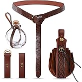 WooHand Renaissance Accessories 6Pcs Medieval Pirate Leather Belt Pouch Cork Potion Bottle Belt Halloween Cosplay Costume