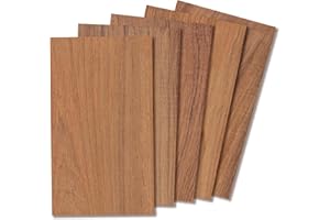 Teak Wood Sheets 1/8 inch Thick, 4x8 inch Solid Panel Veneer Plank Myanmar Burmese Lumber Board for Crafts - Pack of 5 by Craftiff