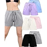 Chuarry 6 Pack Women Pajama Short Soft Comfy Lounge Short Sleep Shorts Bottom with Pockets
