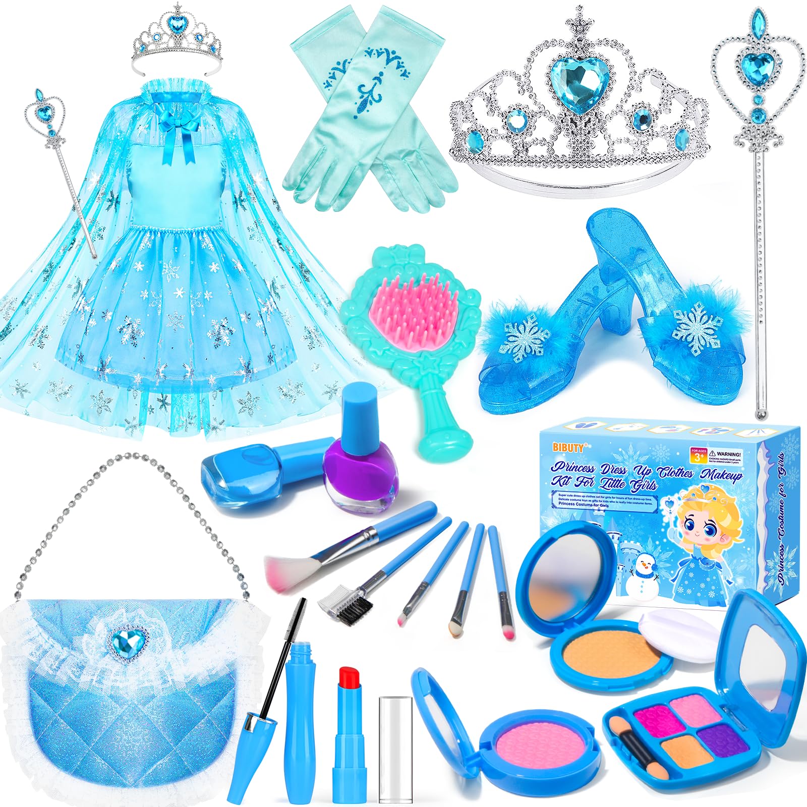 Photo 1 of ***MISSING PIECES*** Kids Makeup Kit for Girls Dress Up for Girls, BIBUTY Pretend Play Fake Makeup Set with Princess Dress Cape Princess Shoes Crown, Princess Toy Gift for 3-6 Toddler Little Girl