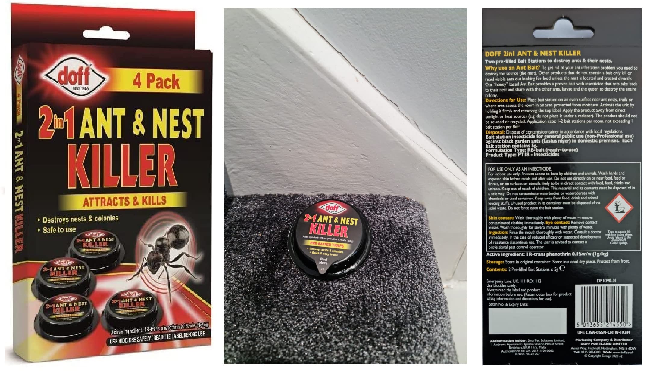 UKDD® Doff 2 in 1 Ant & Nest Killer Bait Station Dual action Ant stopper (2 PACK (4 Bait Station))