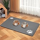 Pet Feeding Mat-Absorbent Dog Mat for Food and Water Bowl-Accessories Pet Supplies- Bowl for Messy Drinkers-No Stains Quick Dry Dog Water Dispenser Mat (12"x19", Dark Grey)