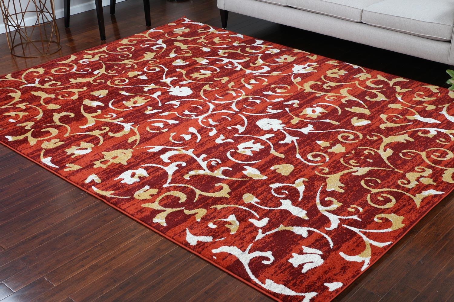 Paris Collection Oriental Carpet Area Rug Cream Red Gold