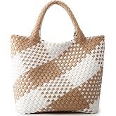 Vegan Leather Purses for Women, Handmade Purses and Handbags Shoulder Bag | Fashion Summer Beach Hobo Underarm Bag Work Commuter Woven Travel Tote with Detachable Satchel Strap