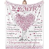 Ruicnte Christmas Blanket Gifts for Wife from Husband,to My Wife's Blankets 52"x60",I Love You Blanket Valentines Day Birthday Gift for Couple Wife,Romantic Love Present for Her Mothers Day