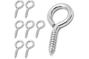 8 Pack 304 Stainless Steel Eye Screws,2.5 Inch M6 Heavy Duty Eye Hooks, Screw in Eye Hooks for Wood, Securing Cables Wires, A