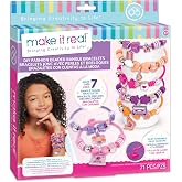 Make It Real: DIY Fashion Beaded Bangle Bracelets - Create 7 Bracelets, 71pcs All-in-1 Jewelry Kit, Purple-Pink-Orange, Crafts, Girls &amp; Kids Ages 8+