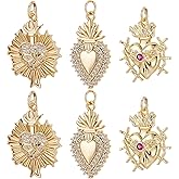 Beebeecraft Cubic Zirconia Heart Charms 18K Gold Plated Brass Love Shape Charm Pendant with Jump Ring for DIY Making Jewelry Bracelets Necklace
