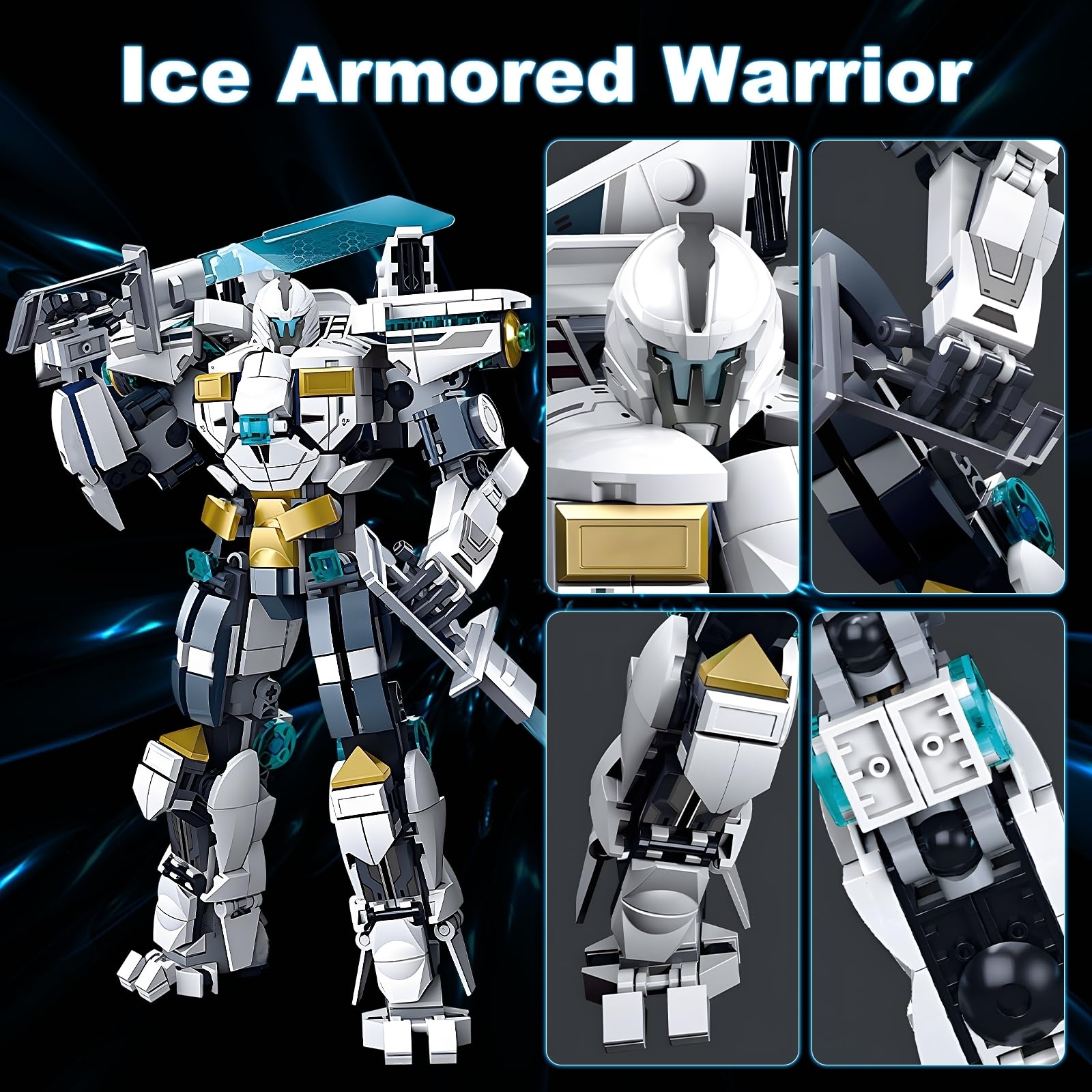 HIGH GODO Ice Warrior Mech Building Set, Cool City Protector Battle Model for Adults Teens 14+, Creative Action Robot Gifts Perfect for Christmakis Birthday (561 Pieces)