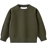 AIWUHE Toddler Sweater Boys Girls Cotton Light Sweaters Knit Pullover Sweatshirt Long Sleeve Crew Neck Solid Casual Tops Dark Green 5-6Y 130