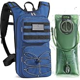 LASUK Tactical Hydration Backpack with 3L Water Bladder, Molle Water Pack | Lightweight Military Hydration Daypack for Hiking, Running, Cycling, Climbing, Biking, 105 oz, Breathable Back Panel