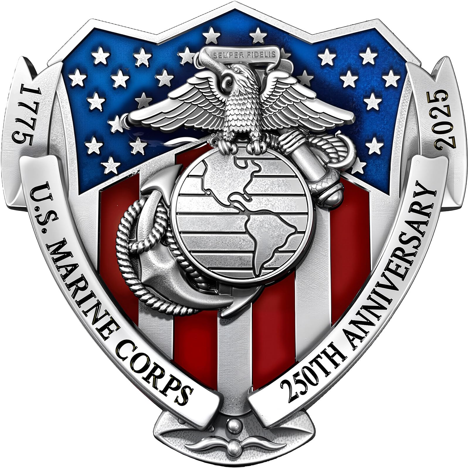2025 Marine Corps 250th Anniversary Metal Car Emblem, US.MC 3D Shield ...