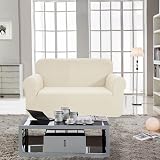 SAMSTEX 2 Seater Sofa Cover Cream 1-Piece Stretch Non Slip 57-70 inch view 2