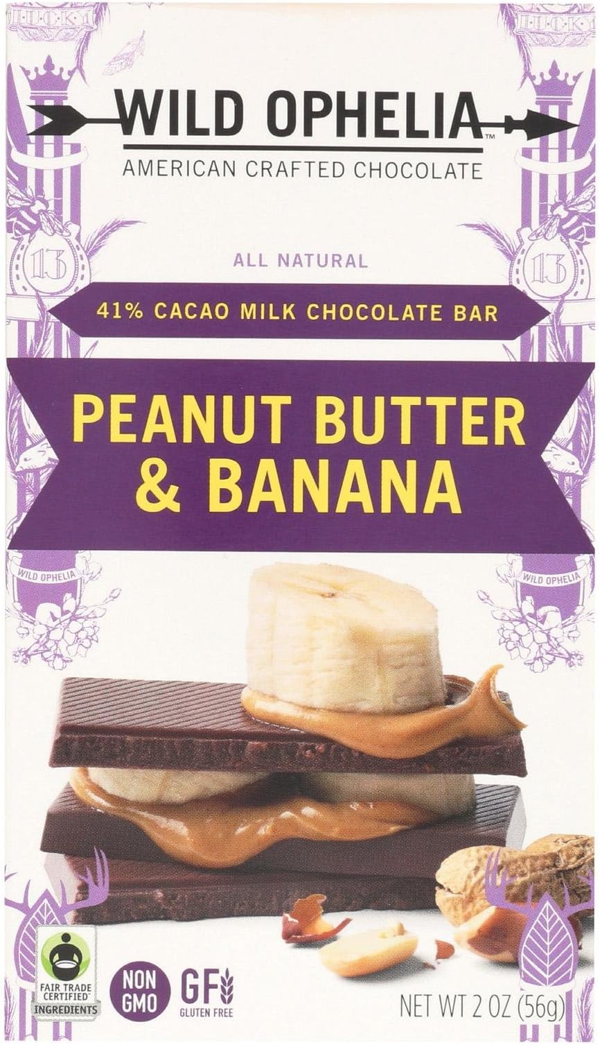 Wild Ophelia Peanut Butter Banana Milk Chocolate Bar, 2 oz