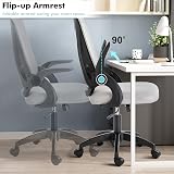 Blisswood Adjustable Office Desk Chair Mesh Back 90° Armrests Grey view 4