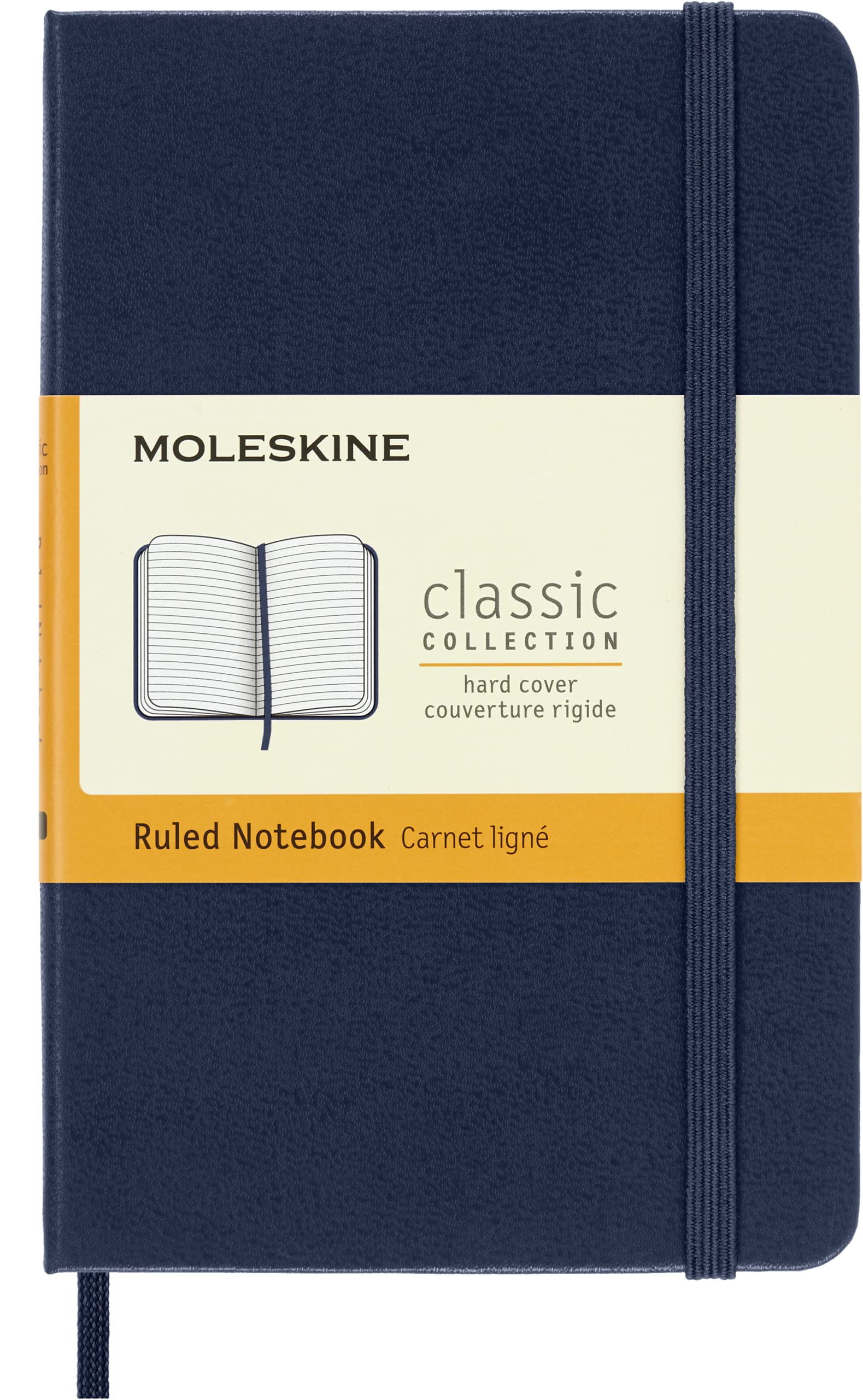 Moleskine Classic Notebook, Notebook With Ruled Pages, Hard Cover and Elastic Closure, Sapphire Blue, Pocket, 9 x 14 cm, 192 Pages