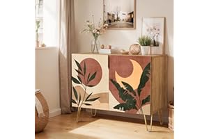 SIGNWIN Sideboard Buffet Cabinet, Kitchen Storage Cabinet with 2 Doors, Sun and Crescent Moon Desert Pattern, Cupboard Console Table for Dining Room - 35" L x 18" W x 29" H…