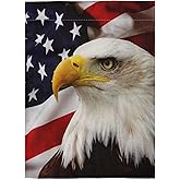 pingpi Eagle on American Flag Double Sided Burlap Garden Flag 12.5"x18"