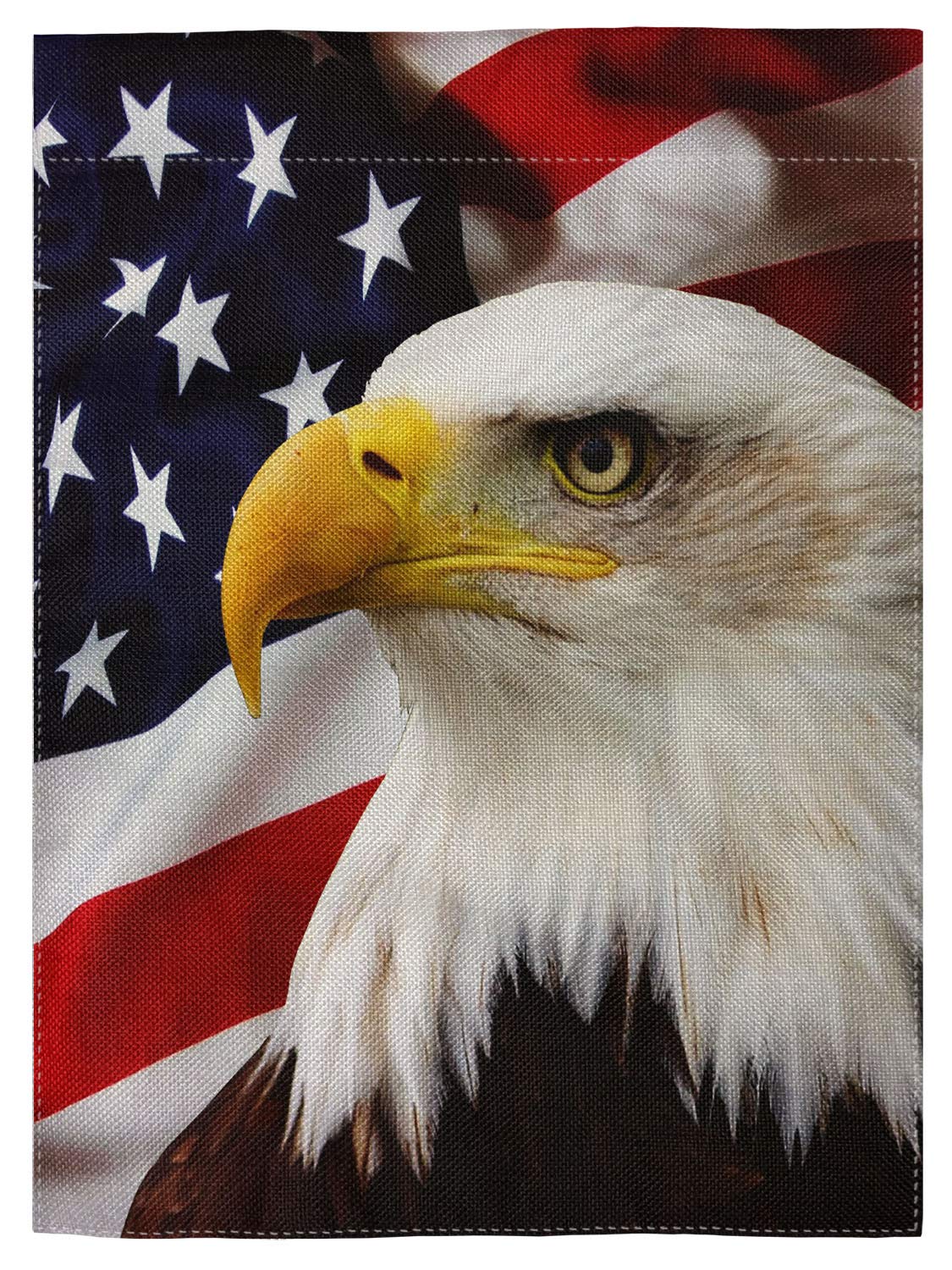 pingpi Eagle on American Flag Double Sided Burlap Garden Flag 12.5"x18"