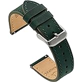 Benchmark Leather Watch Band - Crazy Horse Leather Watch Straps for Men & Women - Stainless-Steel Buckle & Quick Release Spring Bars - Choice of Color - 18mm, 20mm, or 22mm Widths