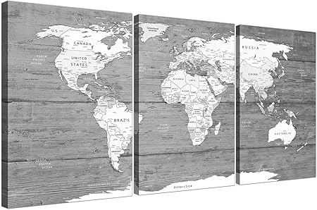 Wallfillers 3315 Grande Carte Du Monde Noirblanc