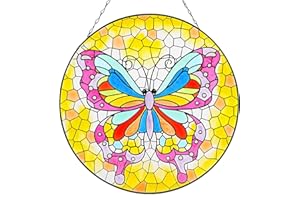 LEGIFO Butterfly Stained Glass Window Hanging, Mosaic Butterfly Sun Catchers Indoor Window, Glass Panels Art Decor Gifts for Lovers Women Home Mother's Day Christmas