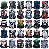 JaGely 30 Pieces Skull Neck Gaiters Scarf Elastic Sports Head Wrap Headband Seamless Halloween Bandana Face Mask for Women Men Riding Running Sports, 30 Styles