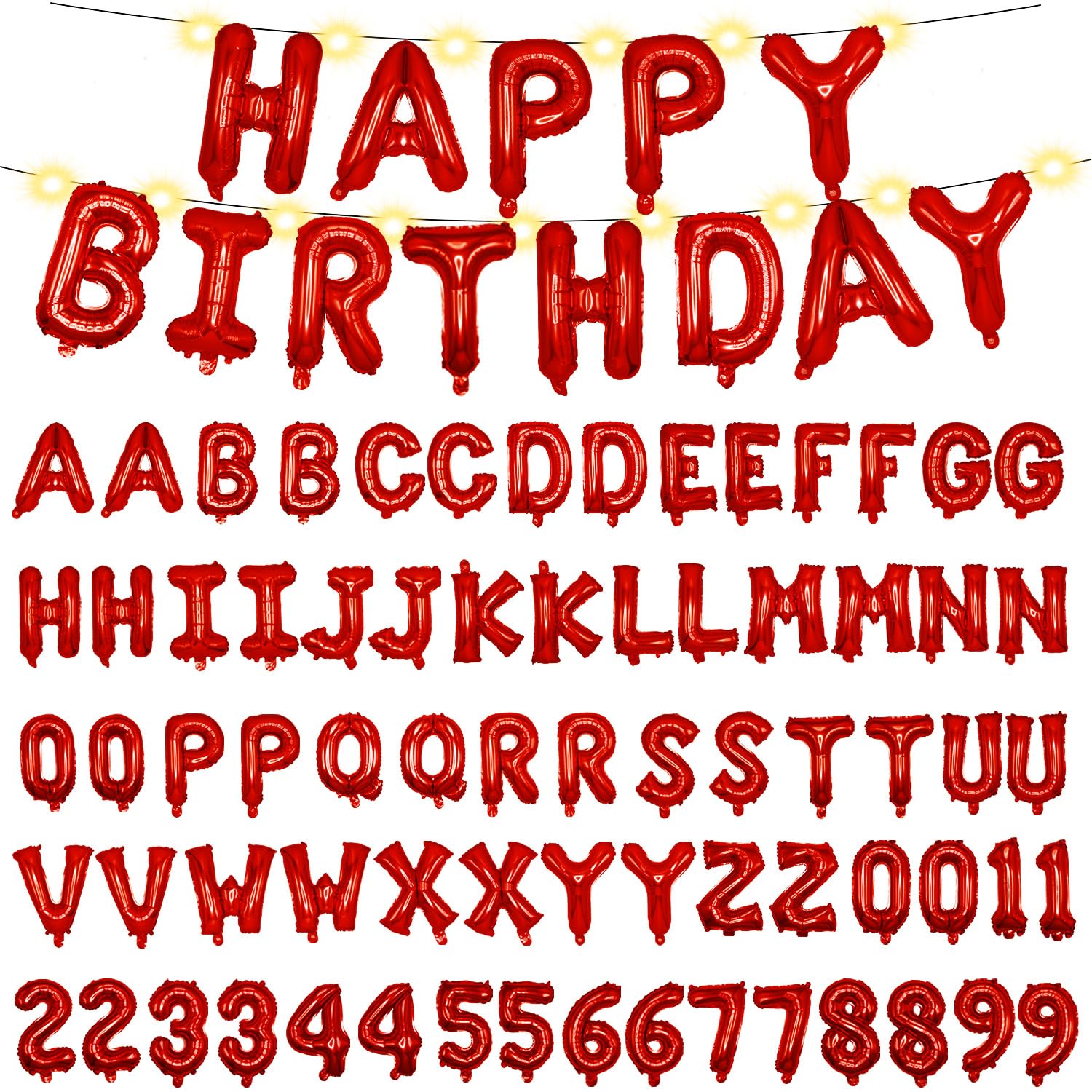 Photo 1 of [85 PCS] 16" Foil Personalized Name Happy Birthday Balloons Letters, Mylar Aluminum Custom Name and Age Letter Balloons, 2 Sets A- Z & 0-9 for Birthday Party Graduation Wedding Holiday Event(Red)