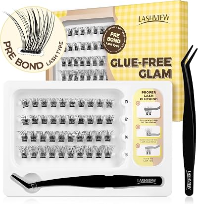 LASHVIEW Self Adhesive Lashes 56pc 10-16mm Clip-On Lash Clusters Kit