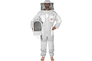 BP-311 Beekeeping Suit Ventilated 3 Layer Ultra with Total Protection with Safety Fencing for Professional Beekeeping Supplies with Carrying Bag Bee Proof (Medium)