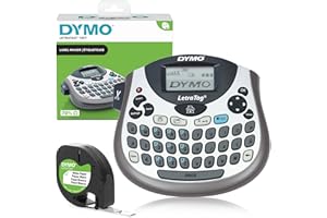 Dymo LetraTag LT-100T Label Maker | Portable label printer with QWERTY keyboard | Silver | Ideal for The office or at home