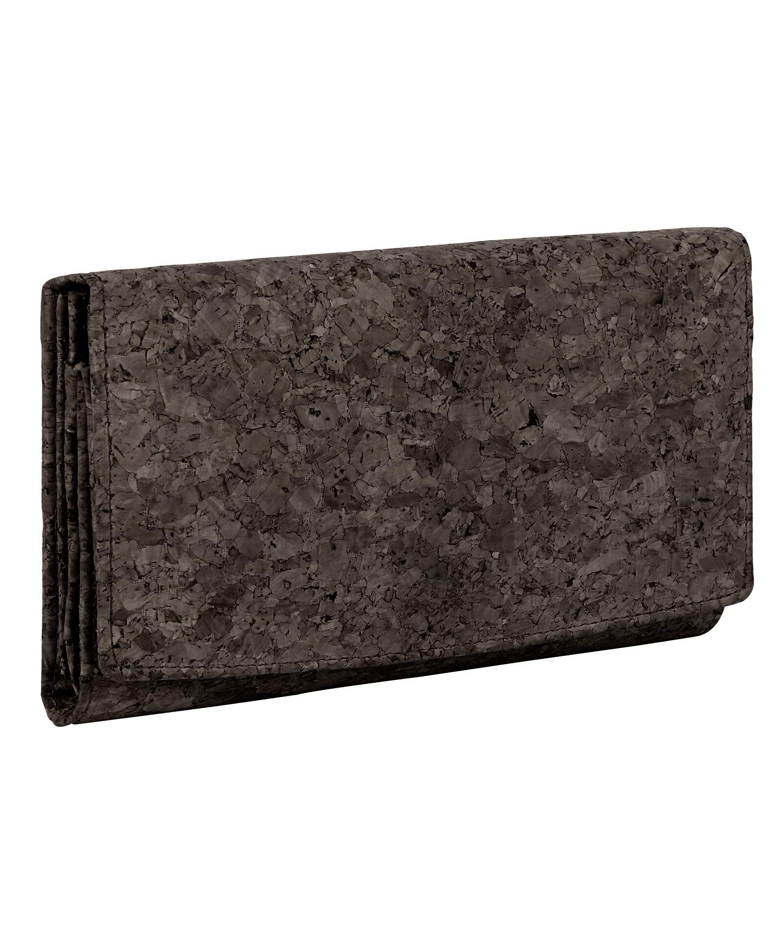 Hudson & James Ladies Designer Cork Vegan RFID Blocking Shield Card Holder Wallet Purse Multi Credit Card Women Clutch Wallet with Zip Pocket (Cork Dark Brown)