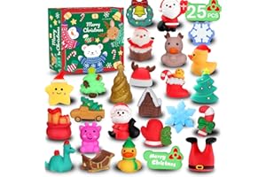SUNNERLY Christmas Squishy Toys, 25 PCS Squishies Toys for Kids, Mochi Fidget Stress Relief Toy Bulk for Stocking Stuffers - Christmas Party Favors Goodie Bag Fillers Classroom Prizes Gifts