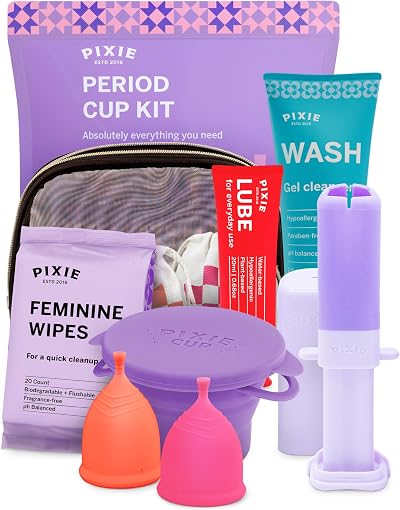 Pixie Cup Period Kit for Girls - Menstrual Cups, Lube & Wash Included