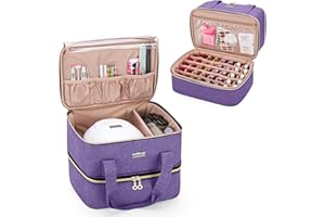 BAFASO Nail Polish Storage Holds 40 Bottles (15ml - 0.5 fl.oz) and a Nail Lamp, Nail Polish Carrying Case with Manicure Tools Sections (BAG ONLY), Purple