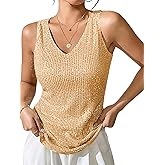 SweatyRocks Women's Sequin Tank Tops V Neck Sparkly Tops Sleeveless Glitter Vest Party Outfits