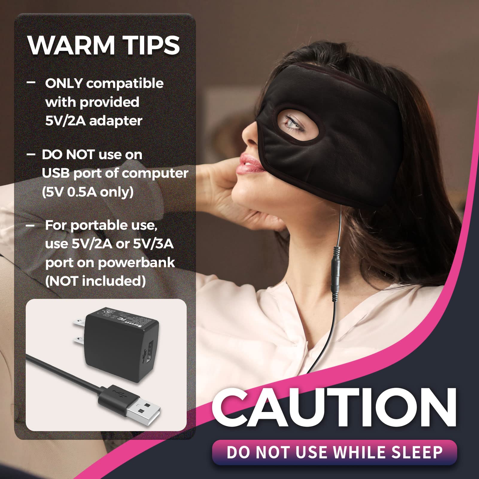 Moist Heat Sinus Pressure Relief Mask with 3 Heat Settings, Extra Large Face Heating Pad for Eyes, Sinusitis, Hormone Migraine, Tension Headache Relief Black