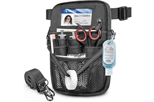 Nurse Fanny Pack with Tape Holder, SITHON Multi Compartment Medical Gear Pocket Belt Bag Nursing Organizer Pouch | Utility Waist Pack for Stethoscopes, Bandage Scissors Other Medical Supplies, Black