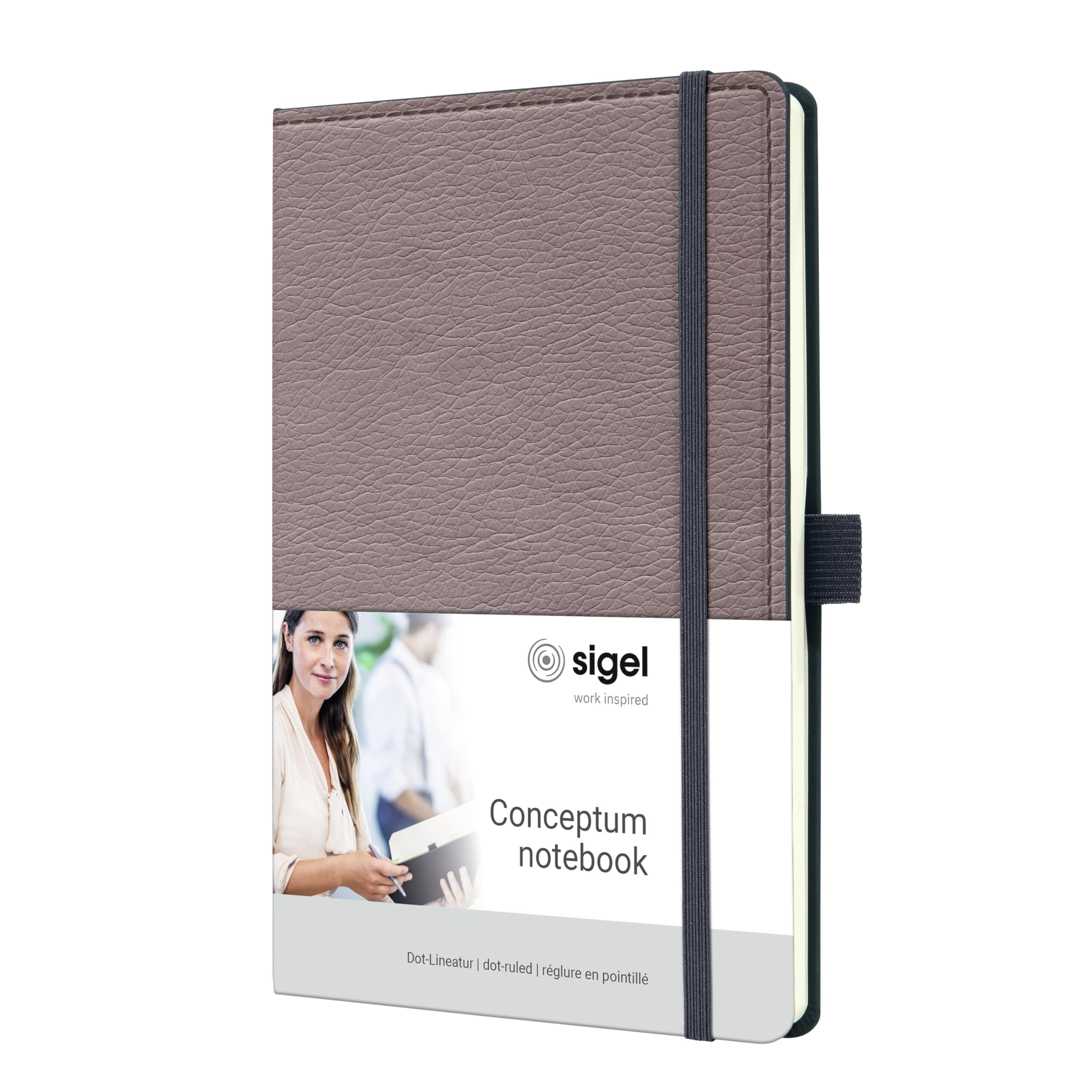 SIGEL CO691 Conceptum Notebook, design Casual, dotted (dot grid), approx. A5, taupe, hardcover, 194 pages