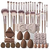 HGHDBT 44Pcs Brown Makeup Brushes Set Professional Makeup Kit Multi-functional Makeup Tool Set with Facial Makeup Accessories, Foundation Makeup Brush Kit Eye and Face Make up Brushes & Tools