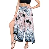 Your Cozy Women’s Boho Palazzo Pants Wide Leg for Yoga Festival Travel Lightweight Adjustable Waist Hippie Trousers