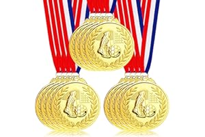 sunioine 12 Pack Metal Soccer Medals for Awards for Kids and Adults, 2 Inches Gold Award Medals Winner Medals Olympic Style Participation Trophies for Kids Sports Soccer Games, Soccer Party Favors