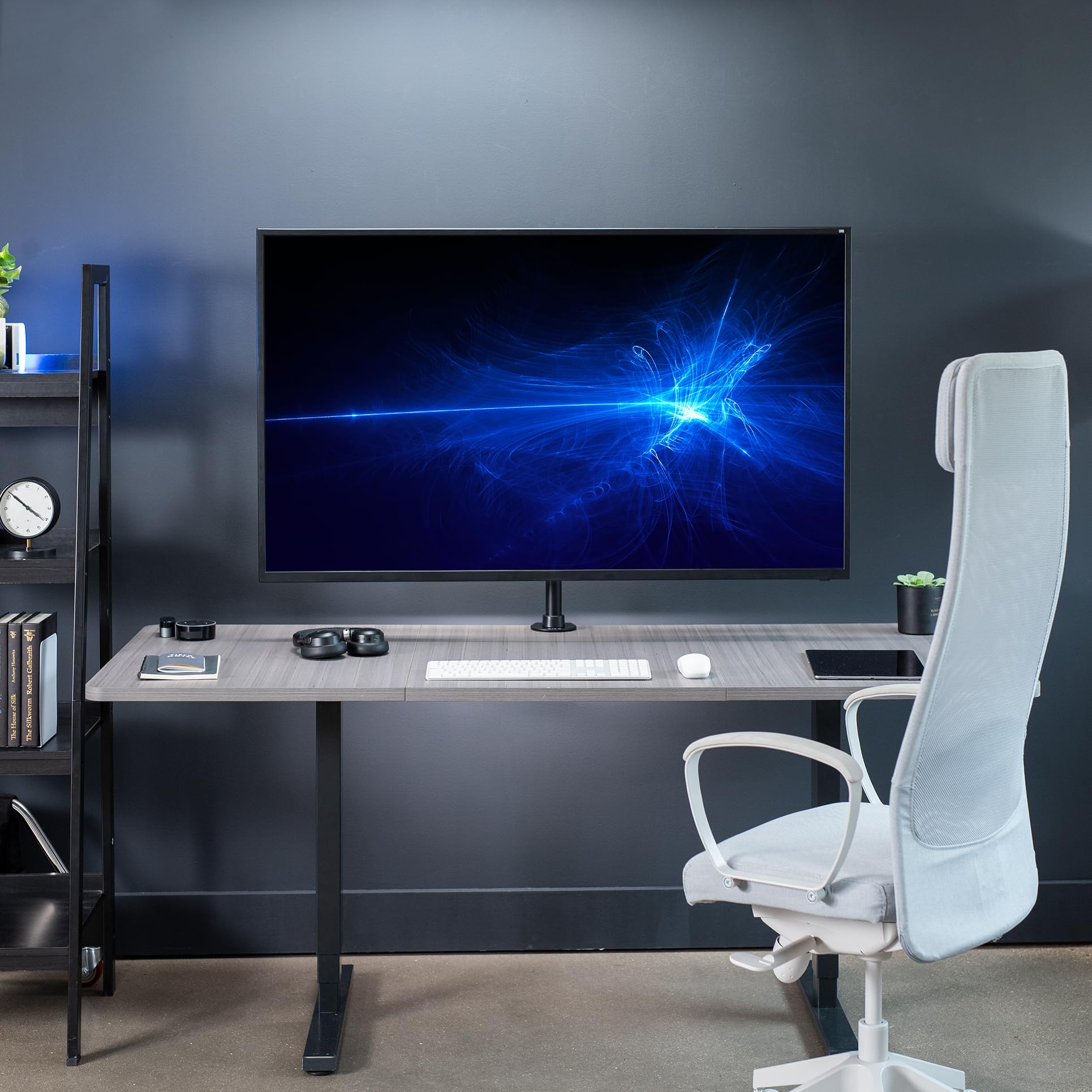 VIVO Ultra Wide TV Desk Mount for up to 55 inch Screens Weighing 66 lbs, Full Motion Height Adjustable Single Television Stand, Black, STAND-V155C