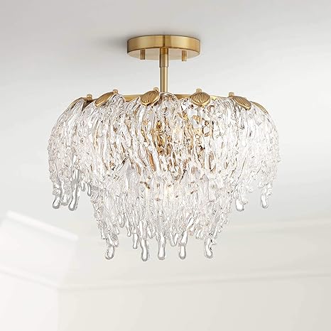 Zavala Modern Ceiling Light Semi Flush Mount Fixture Brass 14 1 4