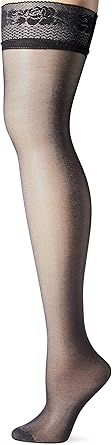Passion - Bas autofixant bord en dentelle ST003, 17 Den, grafit