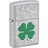 Zippo Clover Design Pocket Lighter, High Polish Chrome, One Size (ZO24699)